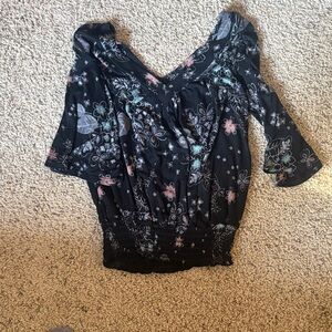 Floral Black Women's Top